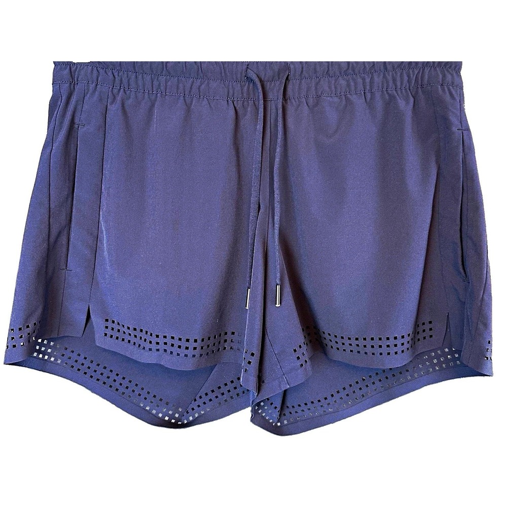Athleta Womens Gray Athletic Shorts 4 Drawstring Elastic Waist Zip Pockets